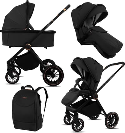 BabyLux® Kinderwagen 2in1 CASTOR, Opvouwbare Lichtgewicht Kinderwagenset Incl. Reiswieg, Buggy Sportzitje, Luiertas En Meer Accessoires, 4 Verstelbare Standen, 0-22kg (0-4 Jaar), Uv-Bescherming 50+