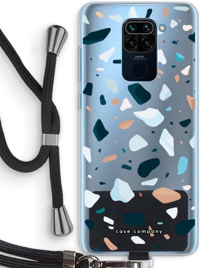 Case Company® - Hoesje met koord geschikt voor Xiaomi Redmi Note 9 hoesje met Koord - Terrazzo N°13 - Telefoonhoesje met Zwart Koord - Bescherming aan alle Kanten en Over de Schermrand
