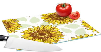 Glazen Snijplank - 28x20 - Zonnebloem - Patronen - Bloemen - Snijplanken Glas