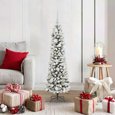 vidaXL - Kunstkerstboom - Wit - 120 - cm - PVC - en - Metaal - en - Plastic