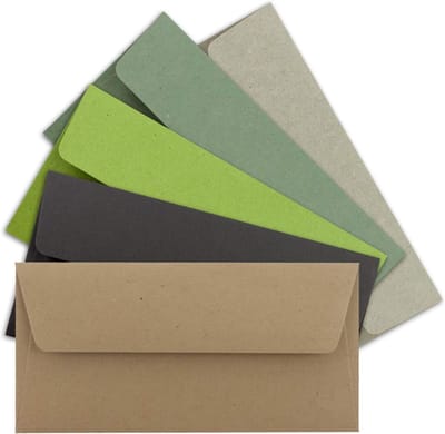 Enveloppen, 1000 x enveloppen, kleurenmix-pakket, DIN lang, 110 x 220 mm (11 x 22 cm), vintage kraftpapier, natuurlijk papier, enveloppen, ideaal voor uitnodigingskaarten