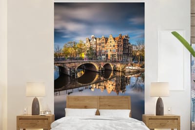 Behang - Fotobehang Typische herfstimpressie van de Prinsengracht in Amsterdam - Breedte 170 cm x hoogte 260 cm