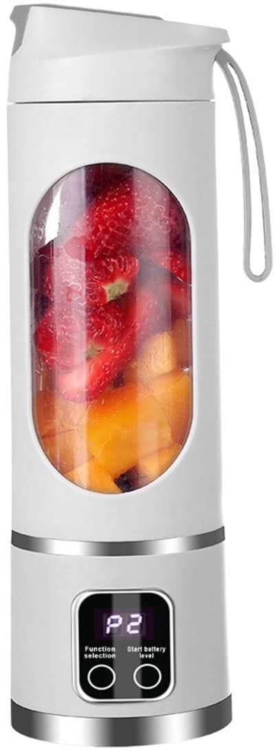 Draagbare blender, elektrisch, USB, 450 ml, geschikt voor shakes en smoothies, compacte, handige en veelzijdige kleine blender (wit)
