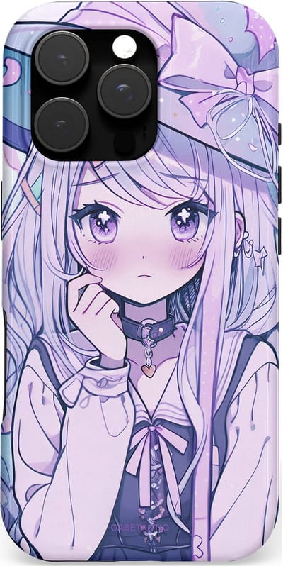 Casetastic hoesje geschikt voor Apple iPhone 16 Pro - MagSafe - Dubbellaagse bescherming - Yume Meisje - Fashion Case - Lila Lichtgrijs Donkerblauw