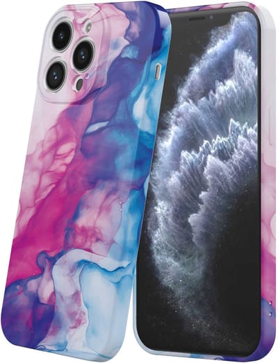 Smartphonica Telefoonhoesje Geschikt voor iPhone 11 Pro met Roze Blauw Marmer Opdruk - Flexibel Softcase TPU - Backcover Case Rosé Blue Marble Design geschikt voor iPhone 11 Pro