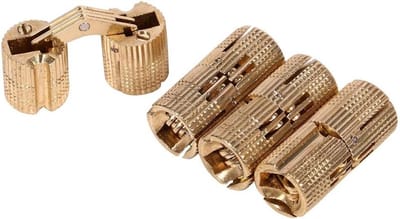 Set van 4 Verborgen Koperen Scharnieren voor Meubels, DIY Projecten en Sieradenboxen, Onzichtbare Deurscharnieren voor Creatieve Klussen (12mm)