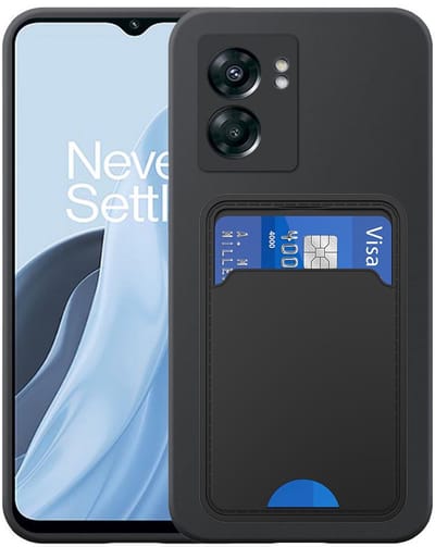 Geschikt voor OnePlus Nord N300 Telefoonhoesje met TPU Pasjeshouder - Flexible Back Cover Case Siliconen TPU with Cardslot - Zwart - Smartphonica geschikt voor OnePlus N300