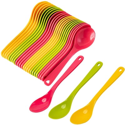 Dailygoods- Plastic Lepel 24 Stuks - Vaatwasbestendig - Herbruikbaar - Stapelbaar - BPA-vrij - Ideaal voor Feestjes - Eierlepel