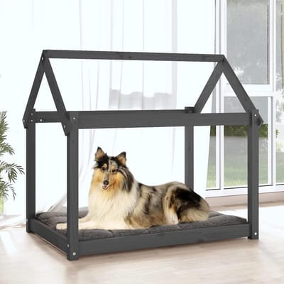Hondenbank - Huisdierenmeubel - Rustplek Hond - Massief Grenenhout - 101x70x90 cm - Grijs