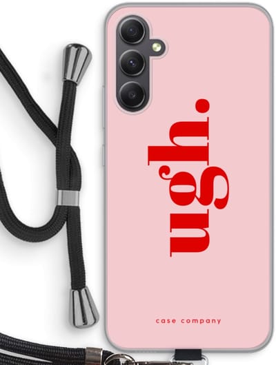 Case Company® - Hoesje met koord geschikt voor Samsung Galaxy A34 hoesje met Koord - Ugh - Telefoonhoesje met Zwart Koord - Bescherming aan alle Kanten en Over de Schermrand