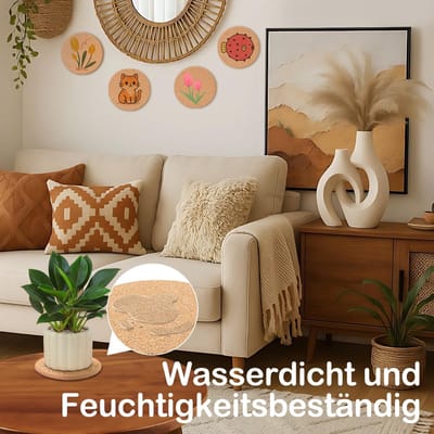 Dailygoods - Set van 8 Kurk Onderzetters - Diameter 19 cm, Rond, 1 cm Dik - Voor Potten, Ovenschaal, Pannen