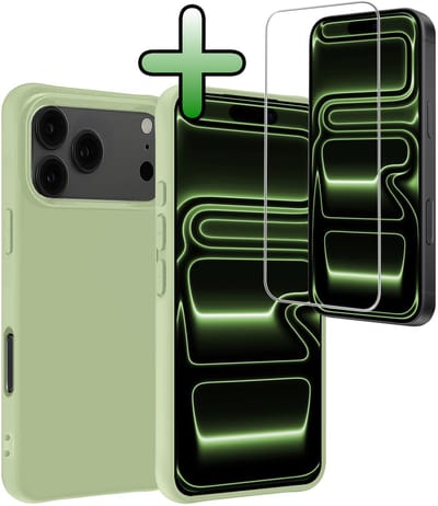 Hoesje Met Screenprotector - Geschikt voor iPhone 17 Pro / 18 Pro - Sterk & Shockproof - Back Cover - Siliconen Case - Telefoon Hoes - Groen