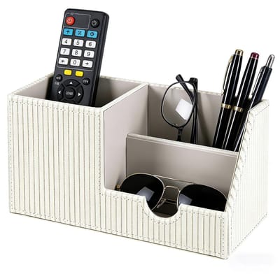 Bureau-organizer met 3 vakken, pennenorganizer, PU-leer, pennenhouder, bureau, pennenkoker, bureauorganizer, pennen voor kantoor