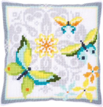 Kruissteekkussen kit Vlinders met bloemen - Vervaco - PN-0163898