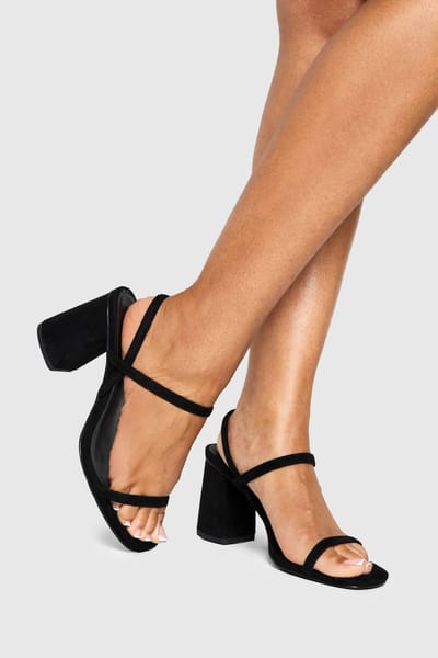 boohoo Dames Wijd passende elastische 2-delige blockhakken | Black | Maat: 4