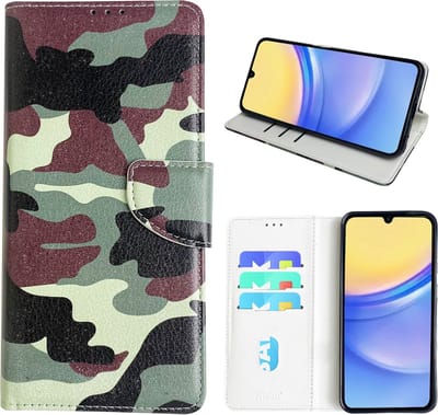Hoesje geschikt voor Samsung Galaxy A15 Bookcase met camouflage print