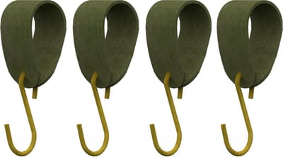 S-haakje Goud + leren hanger: SUEDE OLIVE - Maat M - set van 4 (S-haakjes - kapstokhaakje - handdoekhaakje - kapstokhaak - ophanghaken - S-haken)
