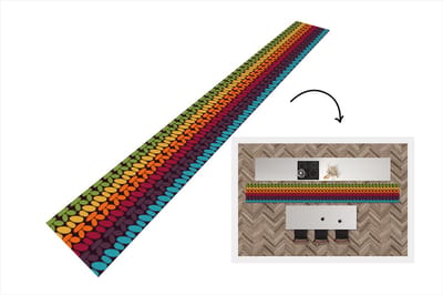 Keukenloper 400x50 cm - Keukenmat vinyl Haakpatronen - Retro - Regenboog - Keukenmatten loper - Keuken vloerkleed tapijt