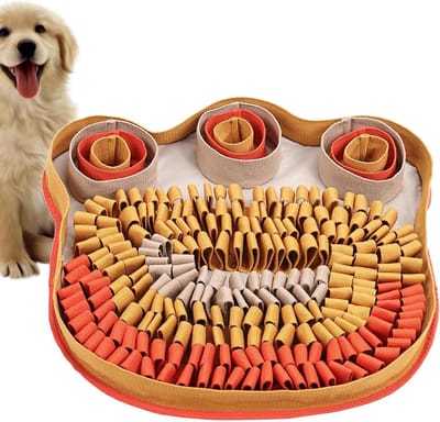 Snuffelmat voor Honden - Voedermat Hond - Mentale Stimulatie - Vertraagt Eten - 49 x 49 cm - Geel