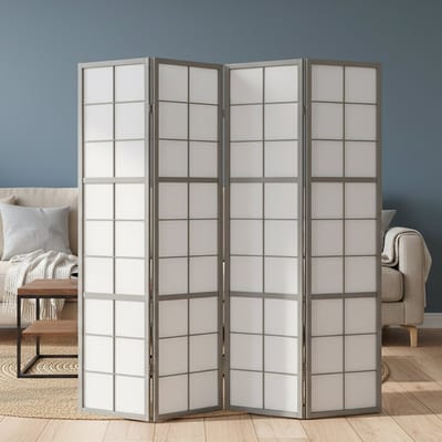 Homestyle4u Kamerscherm 4 panelen - 4-delig - Shoji - Grijs