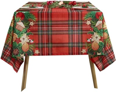 Kersttafelkleed, Vintage Kerstboomdecoratie Tafelkleed, Rechthoekig Rood Tafelkleed Sfeerdecoratie Tafel, Feesttafel Decoratie(Rood,140 * 100cm)