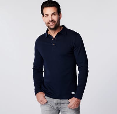 Longsleeve Polo - Sustainable - Navy - Small