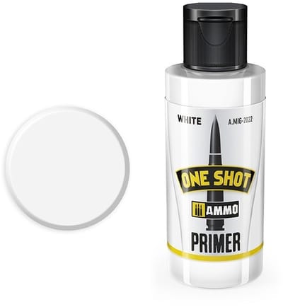 AMMO MIG Hobbyverf Acrylverf - MIG 2022 One Shot Primer - White - Acryl (60 ml) Verf flesje - 60 ml