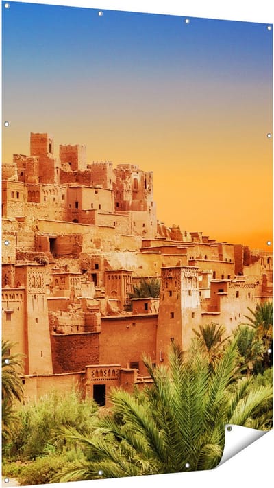 Gards Tuinposter Kasbah Ait Ben Haddou Stad in Marokko - 120x180 cm - Tuindoek - Tuindecoratie - Wanddecoratie buiten - Tuinschilderij