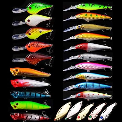 Complete Vissersset met Hard Minnow Aas, Plastic Decoy Lures en Tackle voor Zoet- en Zoutwater Vissen