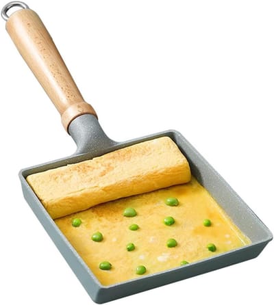 Omelet Pan - Japanse Koekenpan - Ontbijt Maken - Hittebestendig Handvat - 15x18cm - Groen