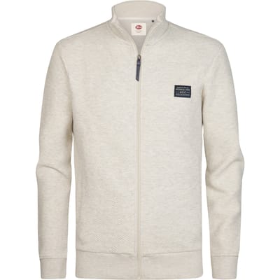 Petrol Industries - Heren Sweater met rits bij de kraag steelcrest - Wit - Maat XXL