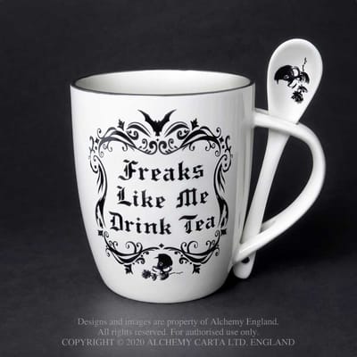 Alchemy England Freaks Like Me Drink Tea Kop wit-zwart Porselein -