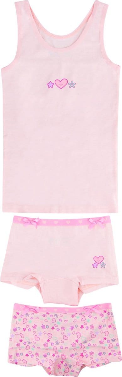 Funderwear meisjes ondergoed meisjes setje - Sweetheart - Boxershorts en hemd setje meisjes - Katoen - 98 - Roze