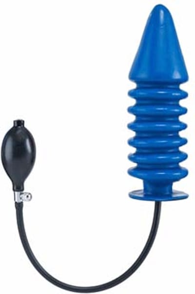 Opblaasbare geribbelde dildo harde kern - blauw xl