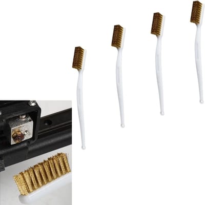 4 stuks - Reinigingsborstel voor 3D-printer nozzles - Messing borstel - Reinigingsborstel met hoge dichtheid - Roestverwijderende koperdraadborstel - Wit - 17 cm - Voor het reinigen van nozzles, kieren en het verwijderen van roest.