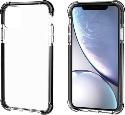 ShieldCase Bumper shock case geschikt voor Apple iPhone 11 - Transparant hoesje met gekleurde randen - Kwalitatieve backcover - zwart met Privacy Glas Screenprotector