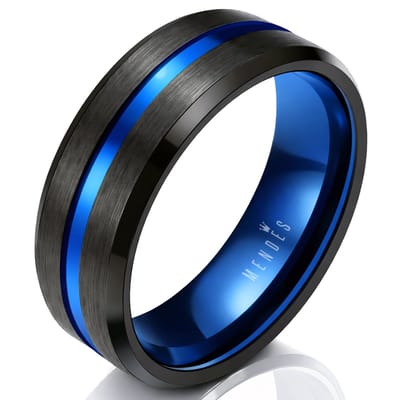 Heren ring Wolfraam Zwart Blauw 8mm-21mm