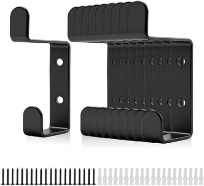 Dailygoods- Garderobehaken 10 stuks - Mat Zwart - Metalen Kledinghaken - Dubbel 13 mm - Wandhaken voor Akoestische Panelen - Robuust en Roestvrij