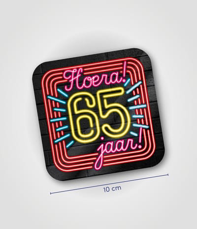 Neon glas onderzetters - Hoera 60 jaar - 6 stuks