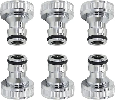3/4 inch slangaansluiting set van 6 stuks, vernikkelde kraanadapter voor tuinslang, ideaal voor tuinirrigatie en autowassen