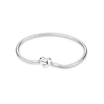 Fler® | Bedelarmband met Hart Sluiting | Armband Zilver | 925 sterling zilver | geschikt voor alle populaire bedel collecties (standaard - 3mm) | Elegante dames armband | maat 18 | Valentijnsdag Cadeau | Sinterklaas kado | Kerstcadeau | Verjaardag