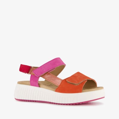 Hush Puppies suède dames sandalen oranje roze rood - Maat 40 - Echt leer - Uitneembare zool