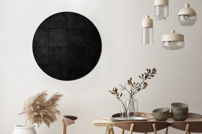 WallCircle - Wandcirkel - Muurcirkel - Zwart - Tegels - Aluminium - Dibond - 90x90 cm - Binnen en Buiten