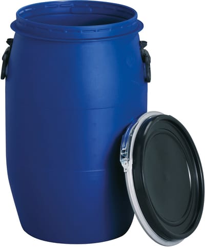 GRAF kunststof wijdhalsvat 60 liter blauw levensmiddelengeschikt