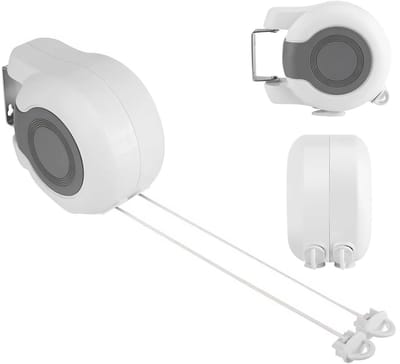 Dailygoods- Wasrek Uittrekbaar 26 m - Waslijn Uittrekbaar - Ruimtebesparend - Duurzaam - Compact - Eenvoudig te installeren