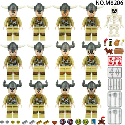 Viking pop M8168 kinderen monteren compacte deeltjes bouwstenen speelgoed wapens accessoires verjaardagscadeaus voor soldaten.