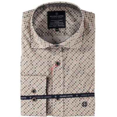 Fellows United - Lange mouw overhemd - Mannen - XXL - Rood - Katoen - 52.6523