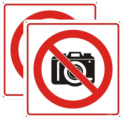 Verboden te fotograferen bord - Geen camera - Veiligheid waarschuwen - Duurzaam aluminium - 20x20cm - Rood