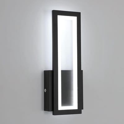 Haobosic - 16W 1800lm LED-wandlamp voor binnen, moderne rechthoekige lamp, 6500K koelwit licht, zwarte acryl wandlamp, 32 cm