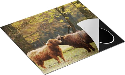 Chefcare Inductie Beschermer Twee Schotse Hooglanders Kussen Elkaar - Liefde - 60x50 cm - Afdekplaat Inductie - Kookplaat Beschermer - Inductie Mat